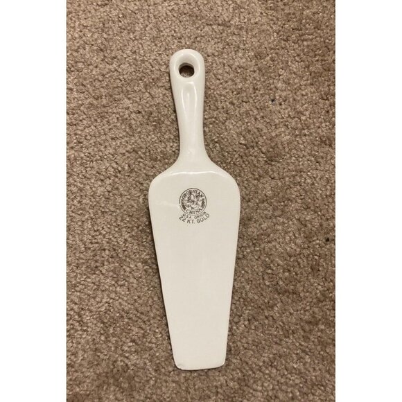 22K Gold Trim Georgian China USA Ceramic Cake Server Floral/Rose Vintage - Picture 2 of 3